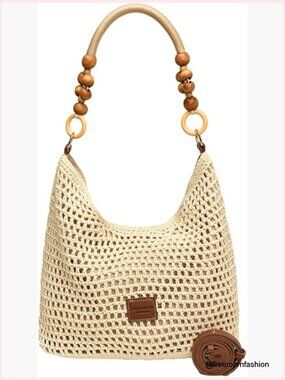Woven Crochet Hobo Beach Bag - Large Capacity Shoulder Tote